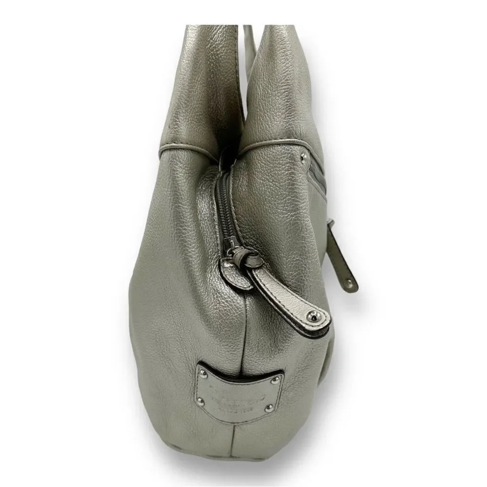 Tignanello Metallic Silver Leather Hobo Bag‎
